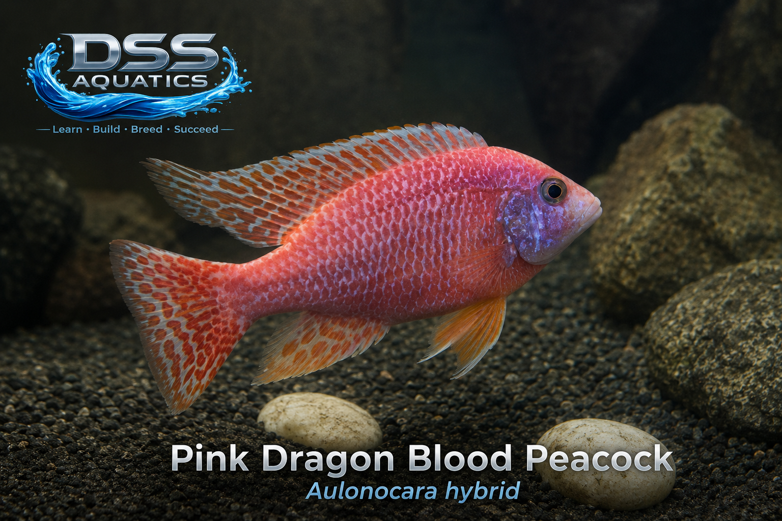 Pink Dragon Blood Peacock Cichlid – Adult Male 4–5 Inch | WYSIWYG